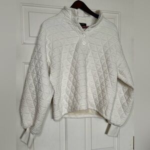 White Quilted Pullover Sweater